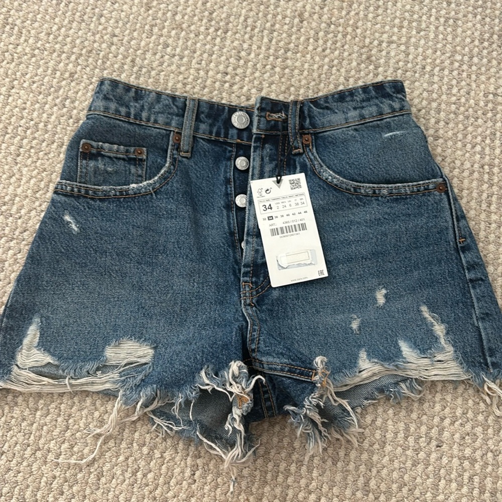 NWT ZARA HI-RISE JEAN SHORTS